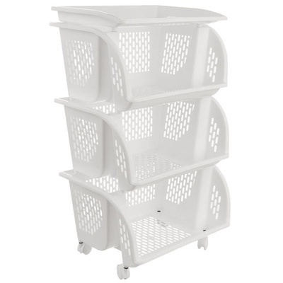 Storage Trolley 4-Level White 39x28x65 cm