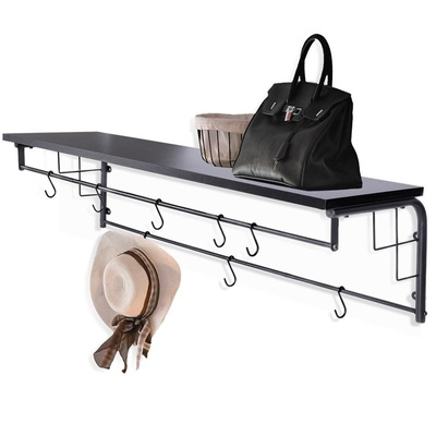 Coat Hooks for Wall with Shelf Black