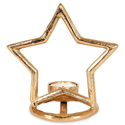 Candle Holder Aluminum Golden Star 15.5 cm