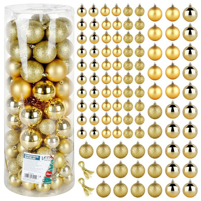 Bombki choinkowe nietłukące złote 4 / 6 cm 100 szt.