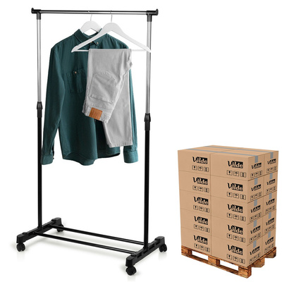 Wieszak stojący na ubrania metalowy czarny na kółkach 140 cm (paleta 160 szt.)