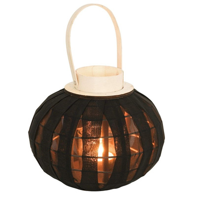 Candle Lantern Wooden Black 22 cm