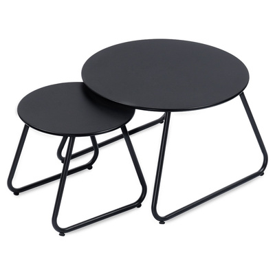 Side Table Metal Black 2 pcs