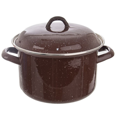 Pot Enamel with Lid Brown BROWN 20 cm, 3.2 l