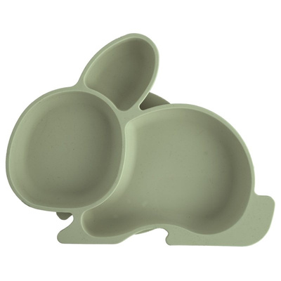 Plate for Kids Silicone Divided green bunny 23x18,5x3,5 cm