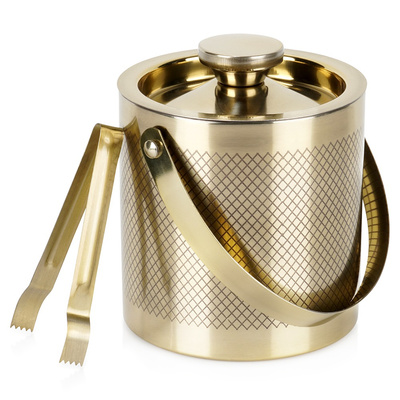 Ice Bucket Steel Golden with Tongs