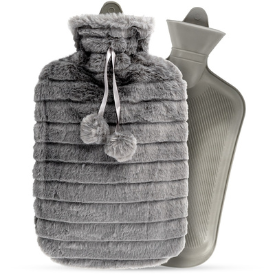 Hot Water Bottle with Sleeve Gray 2 l