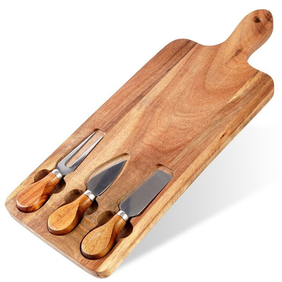 Cheese Board with Knives Wooden 4 pcs