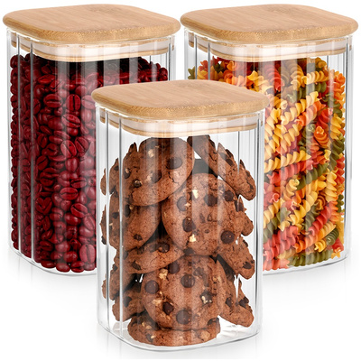 Dry Food Storage Containers Glass with Lid and Gasket 1.1 l 3 pcs