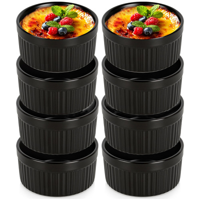 Ramekins Porcelain Black 260 ml 8 pcs