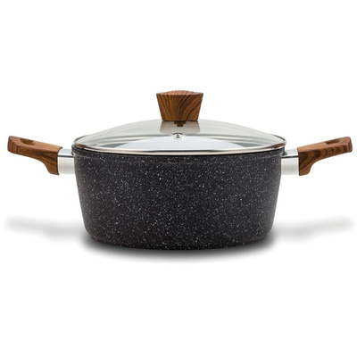 Pot Granite with Glass Lid NATURE 28 cm, 7 l