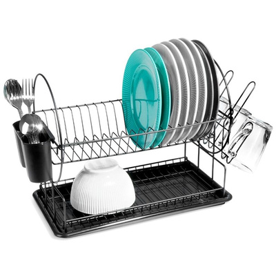 Dish Drainer Rack Black 51x23.5x33.5 cm