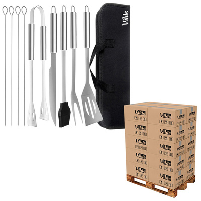Zestaw przyborów do grilla stalowy z etui 10 el. (paleta 480 szt.)