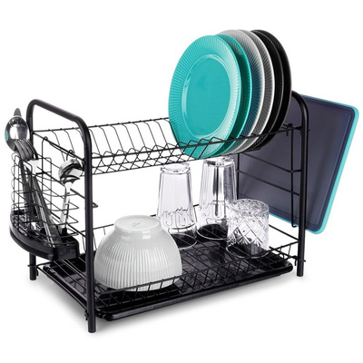 Dish Drainer Rack Black 2-Level 51,5x24,5x33 cm