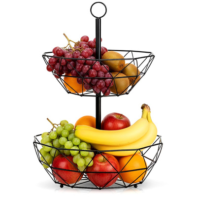 Fruit Basket Metal Black 2-Level