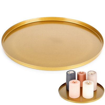 Candle Holder Tray Metal Gold 30 cm