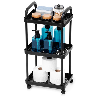 Storage Trolley Black 3-Level 30x21x61 cm
