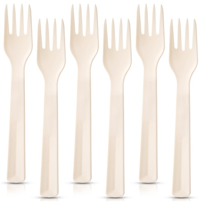 Widelce stołowe plastikowe kremowe SANDY 18 cm 6 szt.