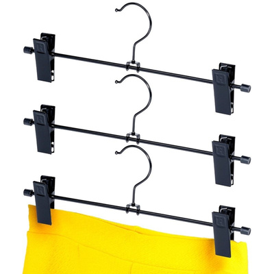 Trouser Hanger Metal Black with Clips 3 pcs