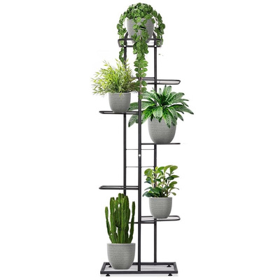Plant Stand Metal Black 7-Level 138 cm