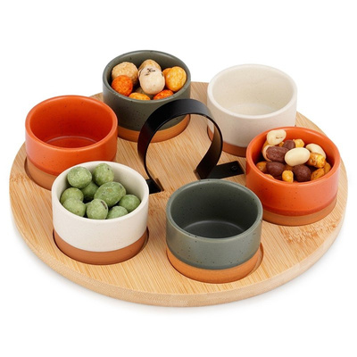 Snack Bowls Ceramic on Tray 7 pcs