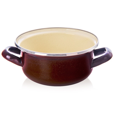 Enamel Pot BROWN 16 cm, 1 l