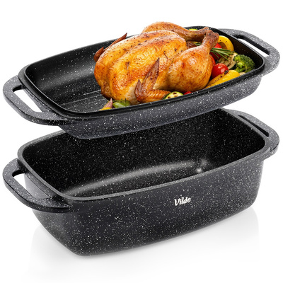 Roasting Tin Granite with Lid 2 in 1 5.5+2.5l, 40x22.5x16 cm
