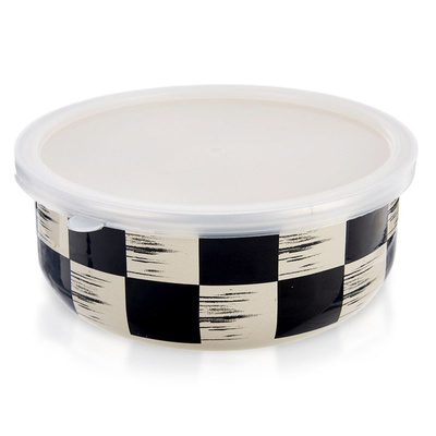 Bowl Enamel with Lid CHECKERBOARD 17 cm, 1 l