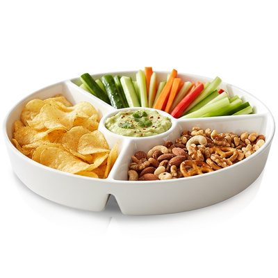 Snack Platter Porcelain White Divided 26 cm
