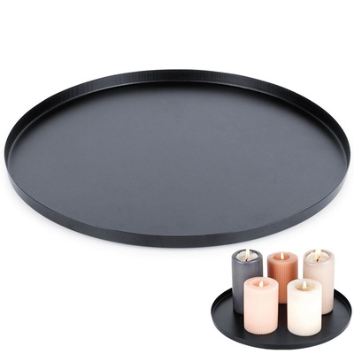 Candle Holder Tray Metal Black 30 cm