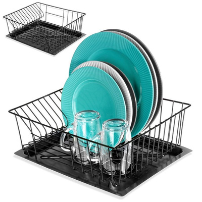 Dish Drainer Rack Black 35x29x13.5 cm