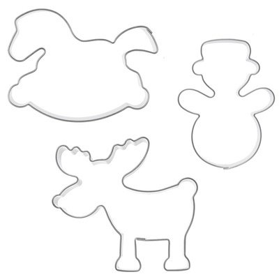 Cookie Cutters Steel Snowman Rocking Horse Reindeer 3 pcs
