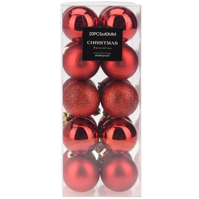 Bombki choinkowe nietłukące czerwone 4 cm 20 szt.