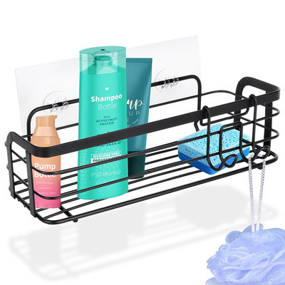 Shower Shelf Metal Black Adhesive 29.5x10.5x8 cm