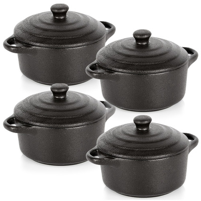 Ramekins Porcelain with Lid 300 ml 4 pcs