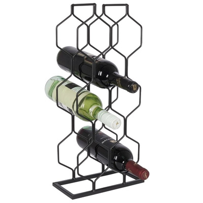 Wine Rack Metal Black 8 Bottles 23x48 cm