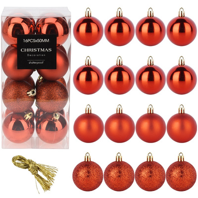 Bombki choinkowe nietłukące czerwone 5 cm 16 szt.