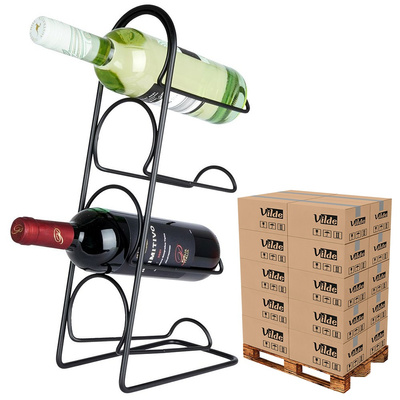 Stojak na wino metalowy czarny 4 butelki 21x43 cm (paleta 192 szt.)