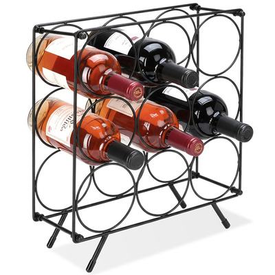 Wine Rack Metal Black 9 Bottles