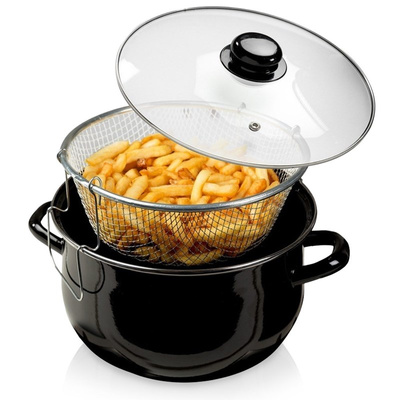 Deep Frying Pot Enamel with Strainer and Lid 24,5 cm, 4 l