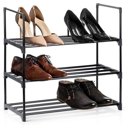 Regał na buty metalowy czarny 3-poziomowy 57x28x55 cm (paleta 240 szt.)