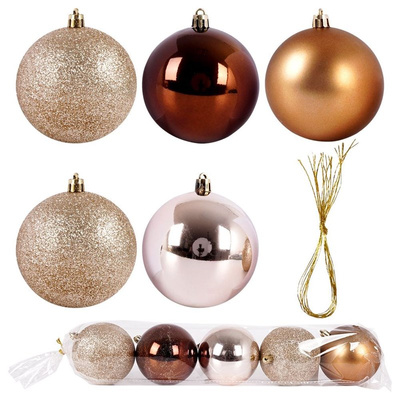 Christmas Baubles Amber Unbreakable 8 cm 5 pcs