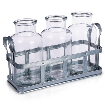 Flower Vase Glass with Stand 3 pcs