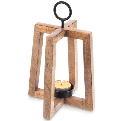 Świecznik drewniany wiszący MANGO 18x18x27,5 cm