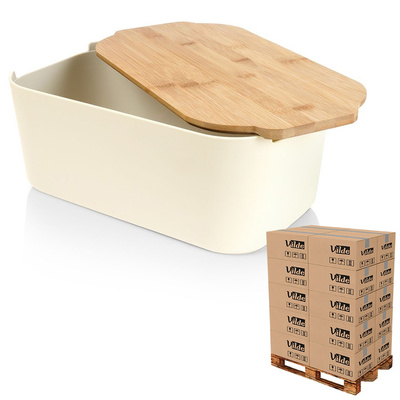 Chlebak z deską bambusową kremowy 33x18,5x12 cm (paleta 180 szt.)