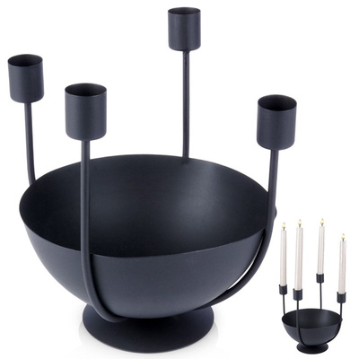 Candle Holder Metal Black for 4 Candles 21x21 cm