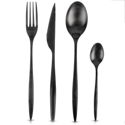 Zestaw sztućców stalowy czarne dla 6 osób 24 el.