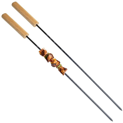 BBQ Skewers Metal Black 48 cm 2 pcs