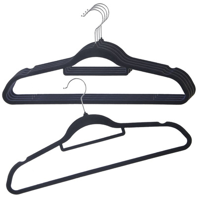 Coat Hanger Velvet Black Rotating 45x23.5 cm 5 pcs