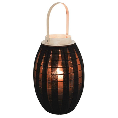 Candle Lantern Wooden Black 39,5 cm